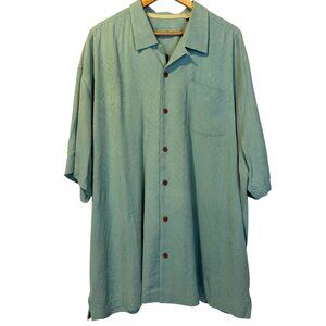 Tommy Bahama Mens 100% Silk Button Up Short Sleeve Shirt XXL Coastal Beach